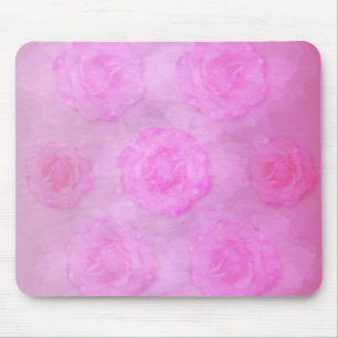 PINK Waterカラーバラ マウスパッド