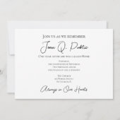 Pink Water Lily Flower Death Anniversary Memorial 招待状 (裏面)