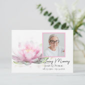 Pink Water Lily Flower Funeral Memorial Sympathy サンキューカード (スタンド正面)