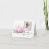 Pink Water Lily Flower Funeral Sympathy Thank You サンキューカード (正面)