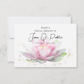 Pink Water Lily Flower Share a Memory Funeral  ノートカード (正面)