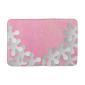 Pink Watercolor and White Flowers バスマット (正面)