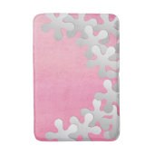 Pink Watercolor and White Flowers バスマット (正面縦)