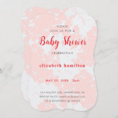 Pink Watercolor Baby Shower Invitation 招待状 (正面/裏面)