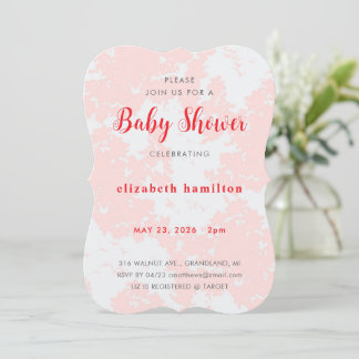 Pink Watercolor Baby Shower Invitation 招待状
