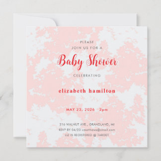 Pink Watercolor Baby Shower Invitation 招待状