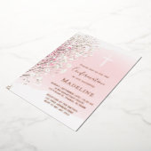 pink watercolor baby's breath |  Confirmation 箔招待状 (回転した状態)