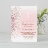 pink watercolor baby's breath |  Confirmation 箔招待状 (立ち正面)