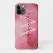 Pink Watercolor Background with Gold Glitter Case-Mate iPhoneケース (裏)