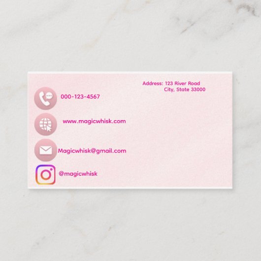 Pink Watercolor Bakery Business Card 名刺 (裏面)
