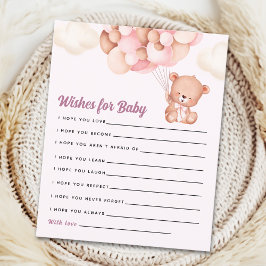 Pink Watercolor Bear Baby Shower Girl
