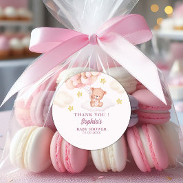 Pink Watercolor Bear Baby Shower Girl ラウンドシール