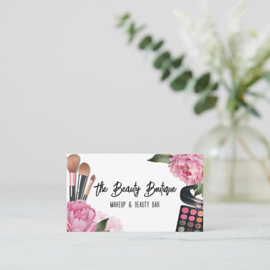 Pink Watercolor Beauty Makeup Artist 名刺 (スタンド正面)