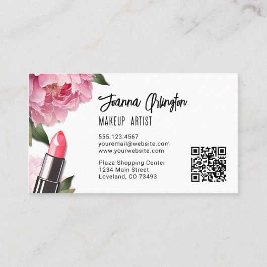 Pink Watercolor Beauty Makeup Artist 名刺 (裏面)