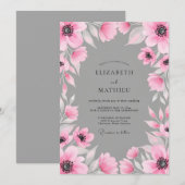 Pink Watercolor Blossom Wedding 招待状 (正面/裏面)