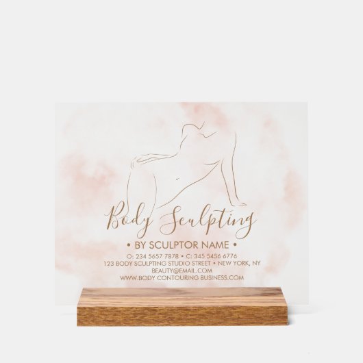 Pink Watercolor Body sculpting contouring spa アクリルサイン (正面)