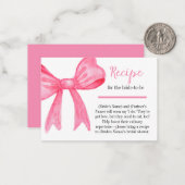 Pink Watercolor Bow Coquette ノートカード (正面/裏面インサイチュ)