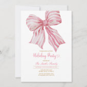 Pink Watercolor Bow Holiday Party Invitation 招待状 (正面)