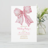 Pink Watercolor Bow Holiday Party Invitation 招待状 (スタンド正面)
