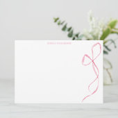 Pink Watercolor Bow Personalized Stationery サンキューカード (スタンド正面)