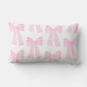 Pink Watercolor Bows Preppy Grandmillennial ランバークッション (裏面)