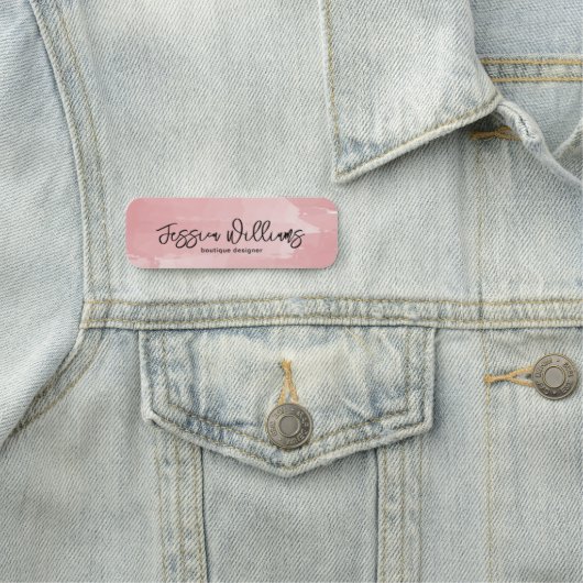 Pink Watercolor Brushstokes Modern Script 名札 (インサイチュ)