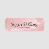 Pink Watercolor Brushstokes Modern Script 名札 (正面)