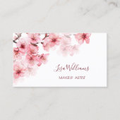 Pink Watercolor Cherry Blossoms Black 名刺 (正面)