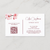 Pink Watercolor Cherry Blossoms Black 名刺 (裏面)