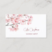 Pink Watercolor Cherry Blossoms Black 名刺 (正面)