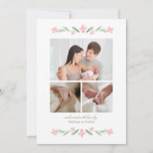 Pink Watercolor Crest Birth Announcement 招待状 (裏面)