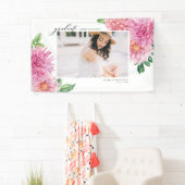 Pink Watercolor Dahlia Botanical Graduation Photo  横断幕 (インサイチュ)