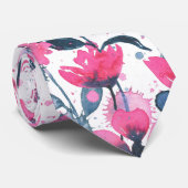 Pink Watercolor Daisies ネクタイ (ロール)