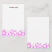 Pink Watercolor Dog Paw Personalized Stationery ノートカード (正面/裏面)
