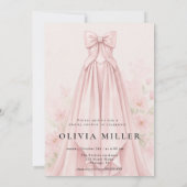 Pink Watercolor Dress Coquette Bow Bridal Shower 招待状 (裏面)