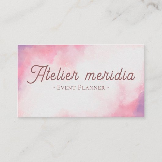 Pink Watercolor Event Planner  名刺 (正面)