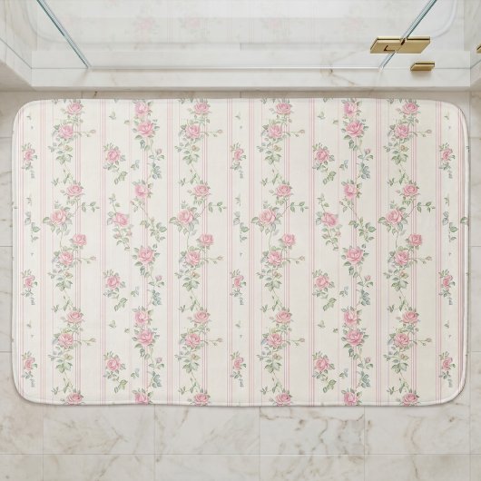 Pink Watercolor Floral Bath Mat バスマット