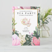 Pink Watercolor Floral Birthday Invitation 招待状 (スタンド正面)