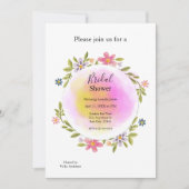 Pink Watercolor Floral Bridal Shower 招待状 (正面)