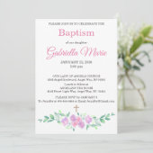 Pink Watercolor Floral Cross Baptism Invitation 招待状 (スタンド正面)