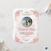 Pink Watercolor Floral Elegant Wedding 招待状