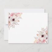 Pink Watercolor Floral Greenery Flat Note Card ノートカード (裏面)