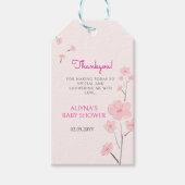 Pink Watercolor Floral Minimal Baby Shower ギフトタグ (正面)