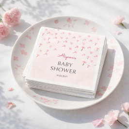 Pink Watercolor Floral Minimal Baby Shower スタンダードカクテルナプキン