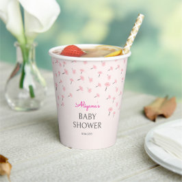 Pink Watercolor Floral Minimal Baby Shower 紙コップ