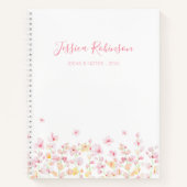 Pink Watercolor Floral Personalized ノートブック (正面)