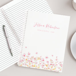 Pink Watercolor Floral Personalized ノートブック