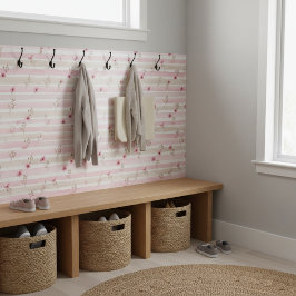 Pink Watercolor Floral Stripe Pattern タイル