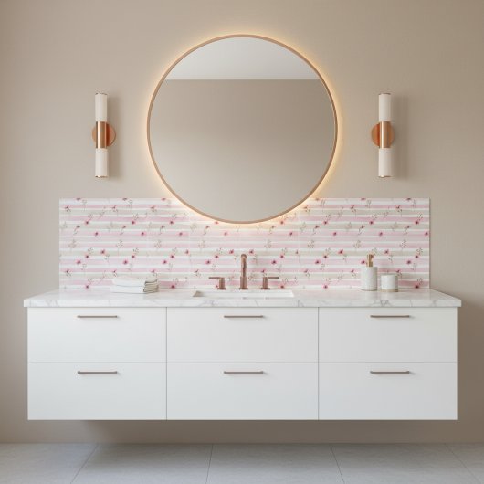 Pink Watercolor Floral Stripe Pattern タイル