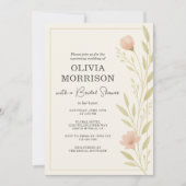 Pink Watercolor Floral Wildflower Bridal Shower 招待状 (正面)